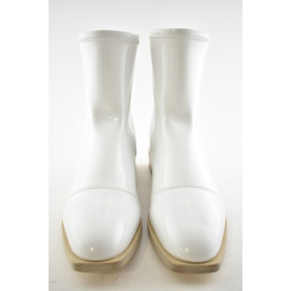 Fendi White Patent Neoprene Stretch Logo Sock Ankle Combat Chelsea Boot 36.5 - Picture 6 of 12